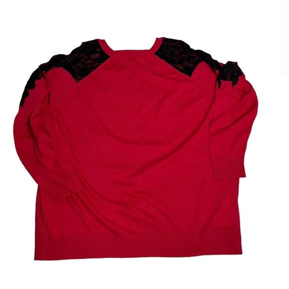TORRID Top Red Cotton Knit Black Lace Pullover Cold Shoulder Plus Size 5 5X NEW - Picture 5 of 10